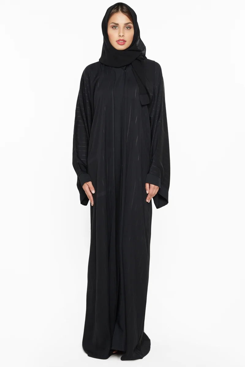 النخبة A classy abaya with shimmering stripe detailing -AJ541A
