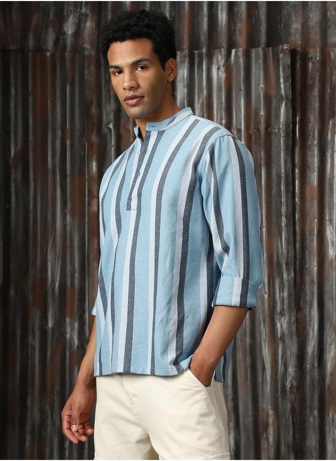 HIGH STAR Men Relaxed Fit Striped Casual Shirt  - Image 5