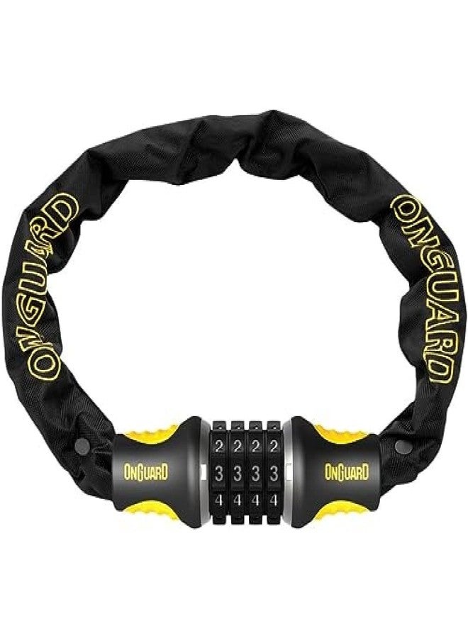 OnGuard Mastiff 120 cm Combo Chain Lock - Heavy-Duty 6 mm Titanium-Reinforced Hardened Steel Security Chain with 4-Digit Combo for Bicycles, Scooters & Gates
