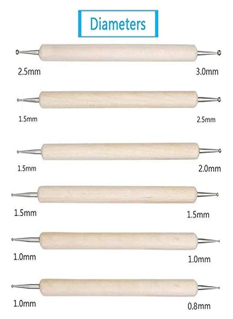 Smart 9 Piece Ball and Wooden Dotting Tool Set Embossing Stylus for Clay Pottery Ceramic Nail Art and Polymer Clay  - Image 3