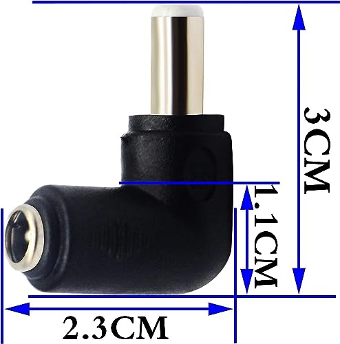 zdyCGTime DC 5.5x2.5mm Male 90 Degree Angle to DC5.5x2.1mm Female Adapter 5 Volt DC Barrel Power Jack Charging Cable Connector for Tablet (DC5.5x2.5mm)(2pack) - Image 2