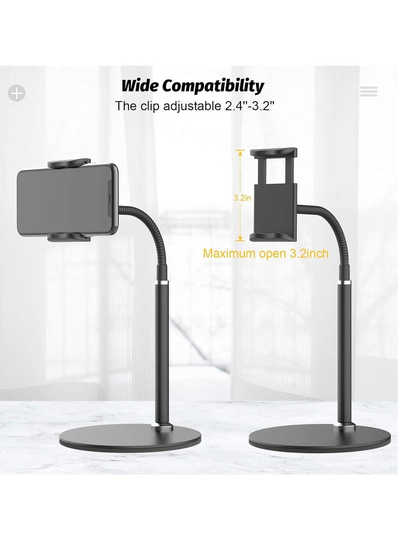 TIGER Cell Phone Stand for Desk – Adjustable Height & Angle Aluminum Alloy Phone Holder with Flexible Arm – Universal Desktop Mount Compatible with 3.5" to 6.5" Devices – Sturdy & Foldable Design for Office, Home, Kitchen, and Video Calls - Image 2