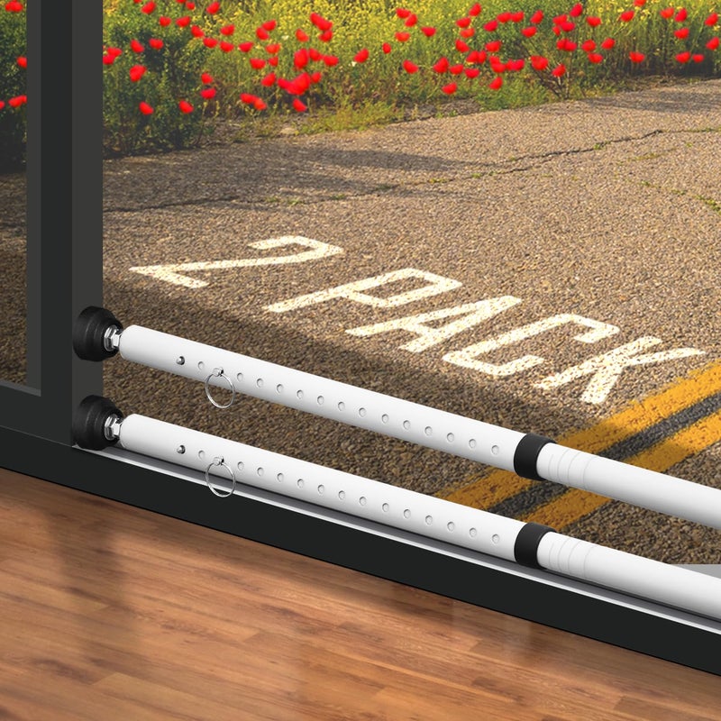 PBHEPJ Sliding Door Security Bar, 18.5-51 inch Adjustable Patio Door Security bar with Rubber Tips, Multi-use Window Security Bars, Sliding Door Stopper, White, 2 Pack - Image 1