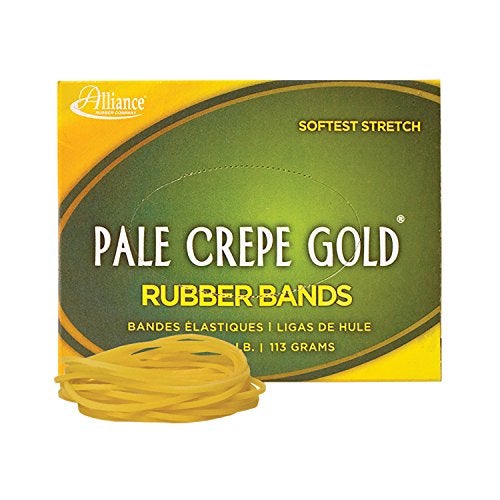 Alliance Rubber 20199 Pale Crepe Gold Rubber Bands Size #19, 1/4 lb Box Contains Approx. 472 Bands (3 1/2" x 1/16", Golden Crepe) - Image 1