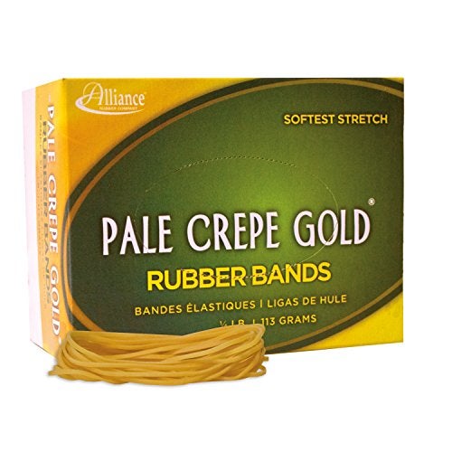 Alliance Rubber 20199 Pale Crepe Gold Rubber Bands Size #19, 1/4 lb Box Contains Approx. 472 Bands (3 1/2" x 1/16", Golden Crepe) - Image 2