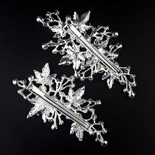 Sppry Wedding Hair Clips (2 Pcs) - Rhinestone Pearl Hair Accessories for Bridal Women (Silver) - Image 4