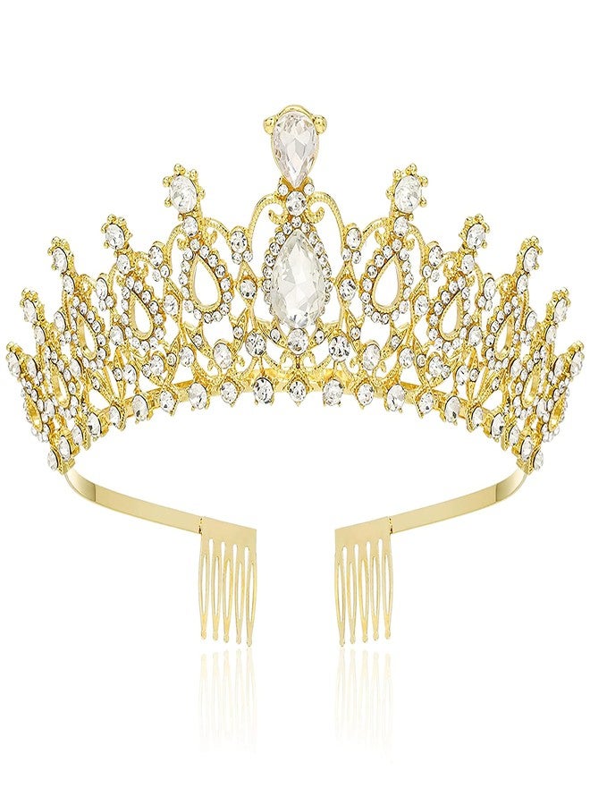 Papoopy Tiara Crown for Women and Girls, Headband Hair Accessories for Birthday Wedding Party Costume Gold - Image 1