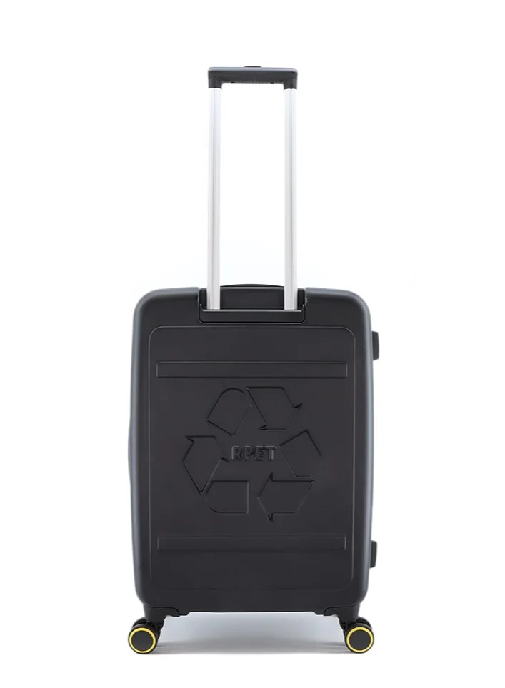 NATIONAL GEOGRAPHIC National Geographic RPET Balance Hardshell Medium Check-In Suitcase, Durable Lightweight  TSA Combination Lock Travel Luggage, 4 Quite Spinner Wheel Trolley Bag (24 Inch) Black.