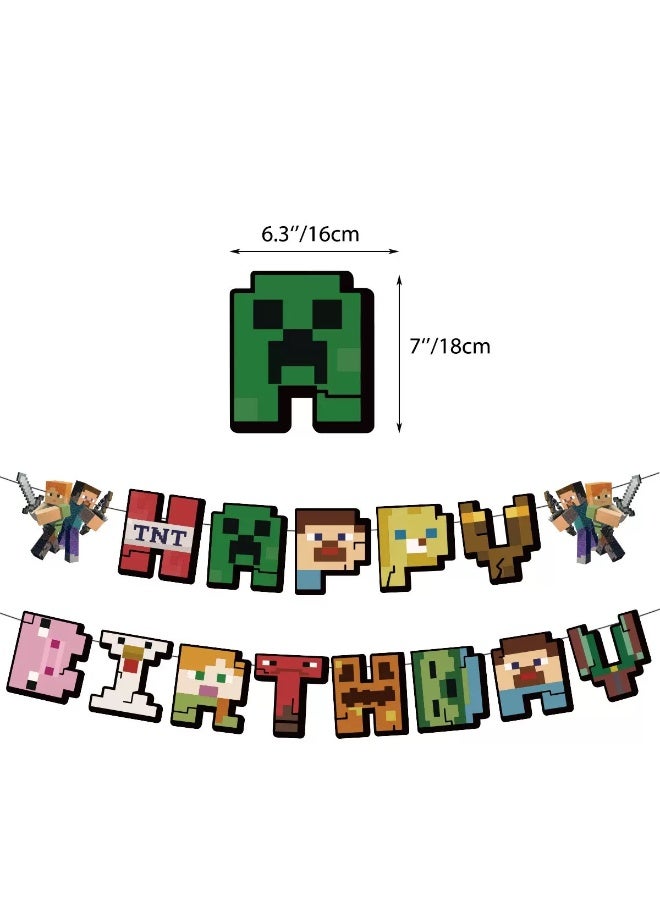 عام ماين كرافت موضوع حفلة عيد ميلاد سحب العلم أدوات المائدة تخطيط الديكور بكسل الحروب طبق عشاء كوب ورقي منشفة ورقية مفرش المائدة - Image 2