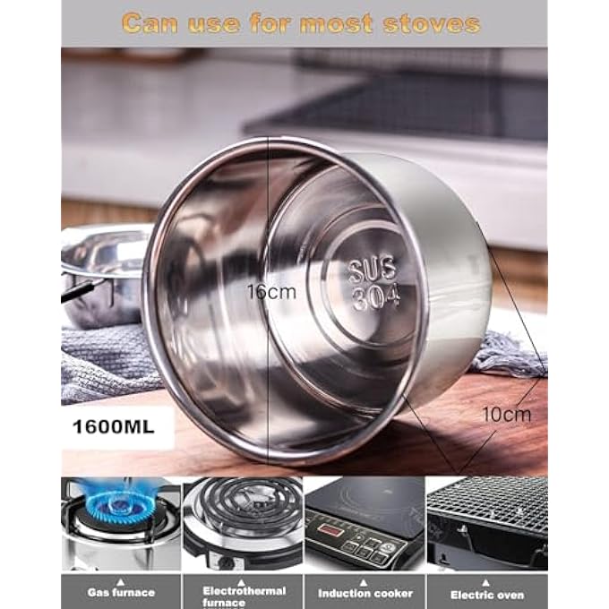 rayihni 2 Pack Double Boiler Pot Set Stainless Steel Melting Pot With Silicone Spatula For Melting Chocolate Soap Wax Candle Making 600Ml And 1600Ml - Image 4