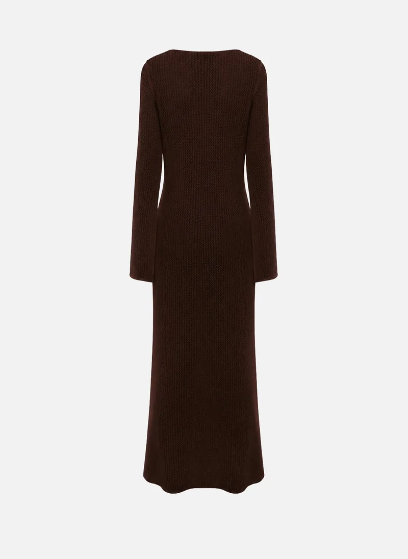 Lichi  Knitted maxi dress with long sleeves and detailing on the bodice for Women | Best Price UAE