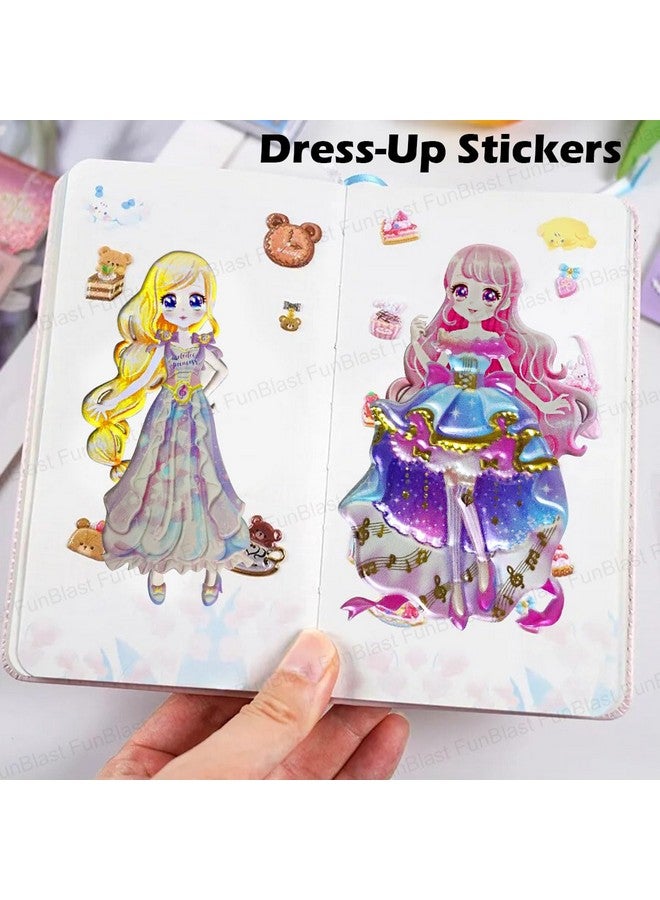 فنبلاست مجموعة ملصقات FunBlast Kawaii - مجموعة من 4 ملصقات تغيير ملابس الأميرات، ملصقات ثلاثية الأبعاد للبنات، ملصقات جمالية، ملصقات لطيفة، ملصقات ذاتية اللصق، مجموعة ملصقات منتفخة - تصميم عشوائي - Image 3