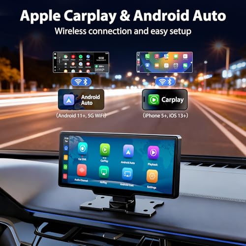 ELECROW 10.26" Wireless CarPlay Screen for Car: 4K Dash Cam & 1080P Backup Camera, Portable Touchscreen Car Stereo for Apple Carplay & Android Auto, GPS Navigation, Mirror Link, BT, FM, Voice Control - Image 2
