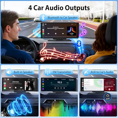 ELECROW 10.26" Wireless CarPlay Screen for Car: 4K Dash Cam & 1080P Backup Camera, Portable Touchscreen Car Stereo for Apple Carplay & Android Auto, GPS Navigation, Mirror Link, BT, FM, Voice Control - Image 5