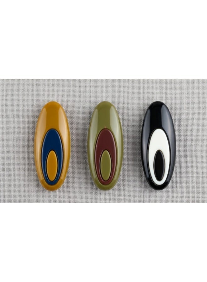 Modern Resin Hijab Pins & Clothing Brooches Set (3 Pieces) - Oval Design in Warm Autumn Colors - Versatile Women's Fashion Accessories. - Image 3