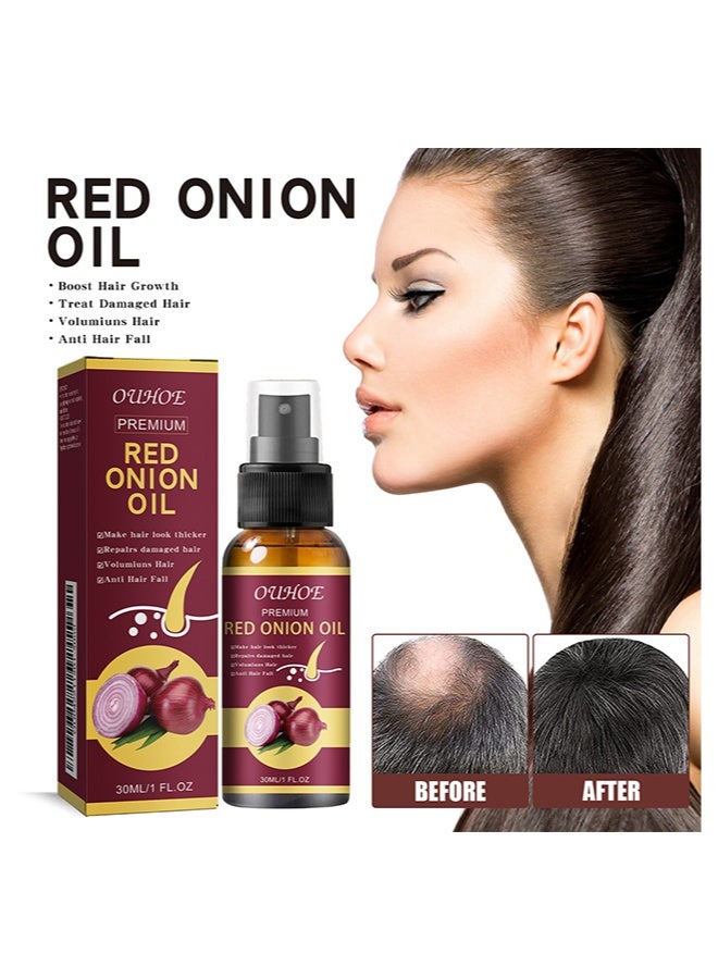 OUHOE Red onion Oil，Make hair look thicker，Repalrs damaged hair，Volumiuns Hair&，Anti Hair Fall，Thinning Treatment Hair Growth Oil for Women & Men 30ML - Image 2