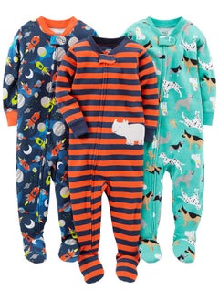 Simple Joys by Carter's Baby Boys' Snug-Fit Footed Cotton Pajamas, Pack of 3, Navy Space/Rust Stripe/Turquoise Green Dogs, 24 Months - pzsku/ZCB8B38E6F2CCEE87982AZ/45/_/1740118047/7c010428-3f40-43fb-9769-e78df4379c32