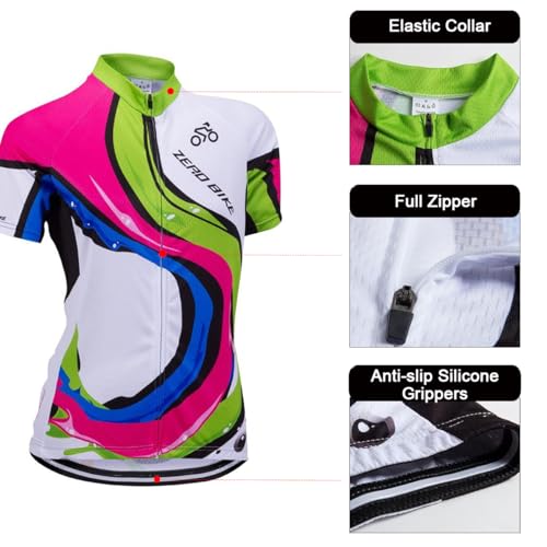 ZEROBIKE Women's Short Sleeve Cycling Jersey Jacket Cycling Shirt Quick Dry Breathable Mountain Clothing Bike Top - Image 4