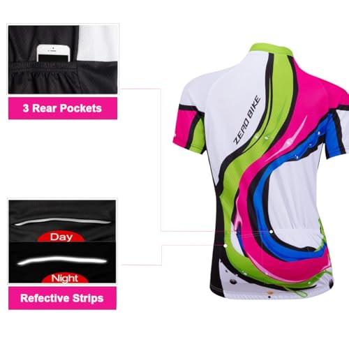 ZEROBIKE Women's Short Sleeve Cycling Jersey Jacket Cycling Shirt Quick Dry Breathable Mountain Clothing Bike Top - Image 5