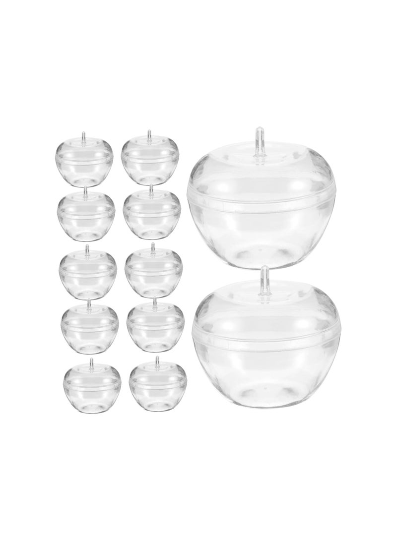 SOLARAE 12-Pack Clear Plastic Apple Storage Boxes, Fillable Candy Containers with Lids, Ideal for Hanging Ornaments, Gift Boxes, and Kids' Snack Jars. Perfect for Cookies and Treats! - Image 1