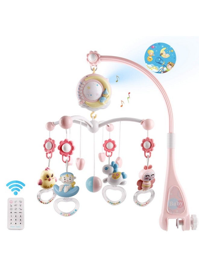 Mini Tudou Baby Musical Crib Mobile With Timing Function Projector And Lights,Hanging Rotating Rattles And Remote Control Music Box With 150 Melodies,Toy For Newborn 0-24 Months - Image 1