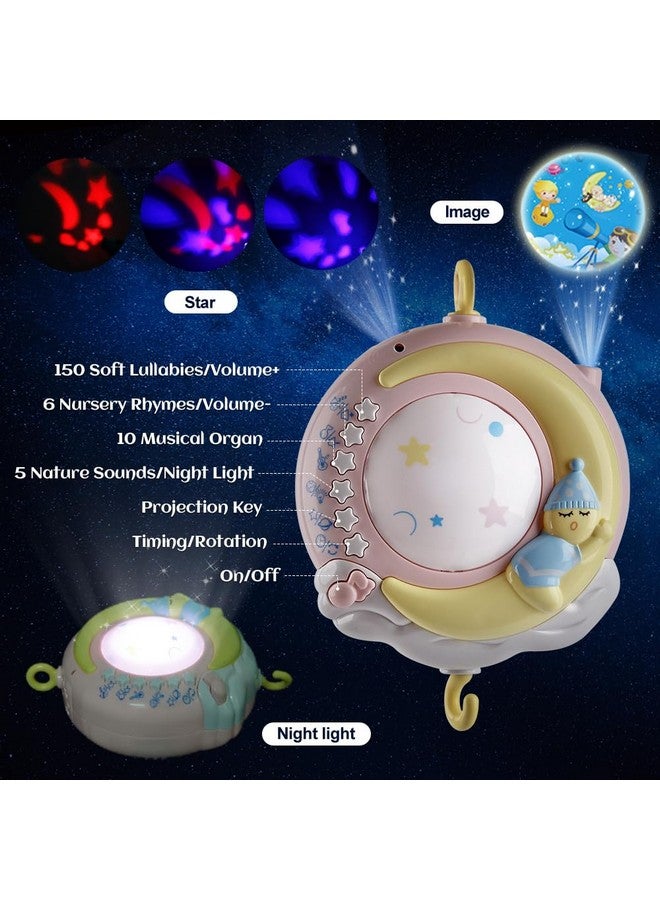 Mini Tudou Baby Musical Crib Mobile With Timing Function Projector And Lights,Hanging Rotating Rattles And Remote Control Music Box With 150 Melodies,Toy For Newborn 0-24 Months - Image 2