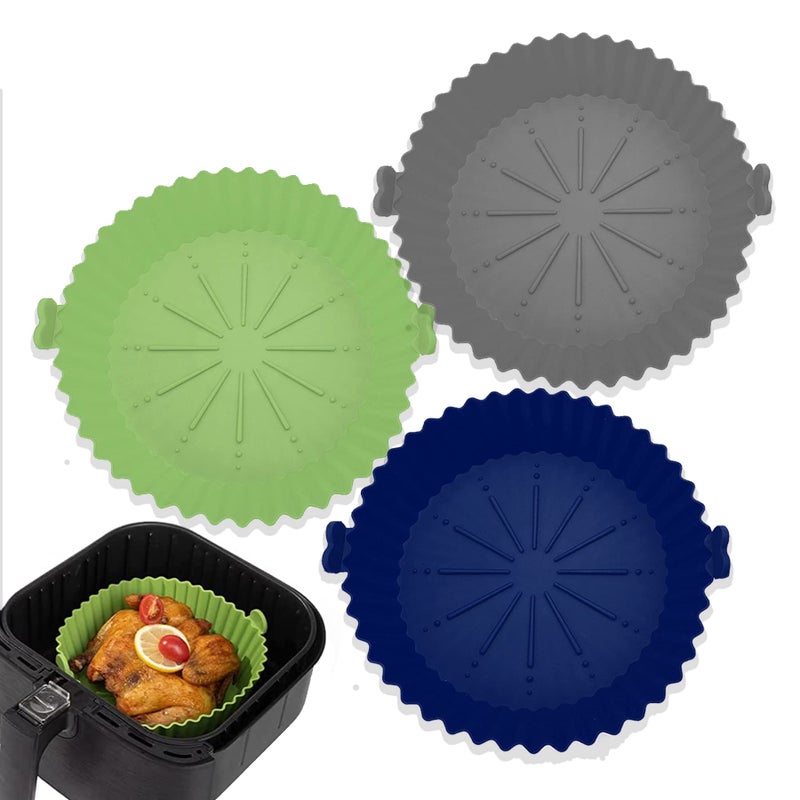 Generic 3 Pack Air Fryer Silicone Liners, 7inch Reusable Air Fryer Basket, Air Fryer Silicone Pot, Baking Accessories Replacement of Flammable Parchment Liner Paper Food Safe Easy Cleaning Round - Image 1