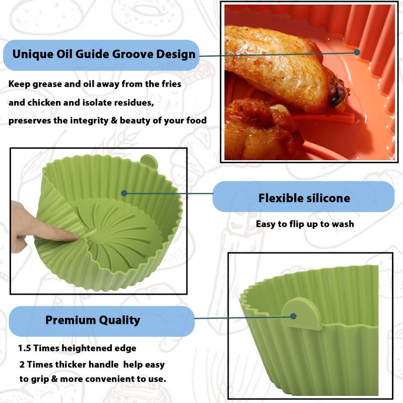 Generic 3 Pack Air Fryer Silicone Liners, 7inch Reusable Air Fryer Basket, Air Fryer Silicone Pot, Baking Accessories Replacement of Flammable Parchment Liner Paper Food Safe Easy Cleaning Round - Image 5
