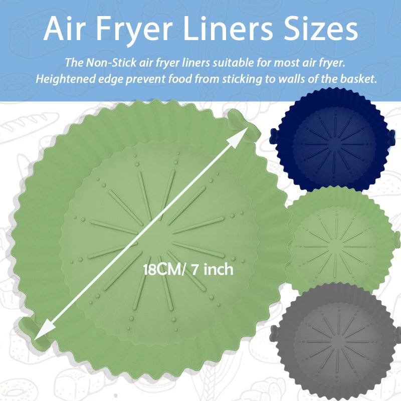 Generic 3 Pack Air Fryer Silicone Liners, 7inch Reusable Air Fryer Basket, Air Fryer Silicone Pot, Baking Accessories Replacement of Flammable Parchment Liner Paper Food Safe Easy Cleaning Round - Image 4