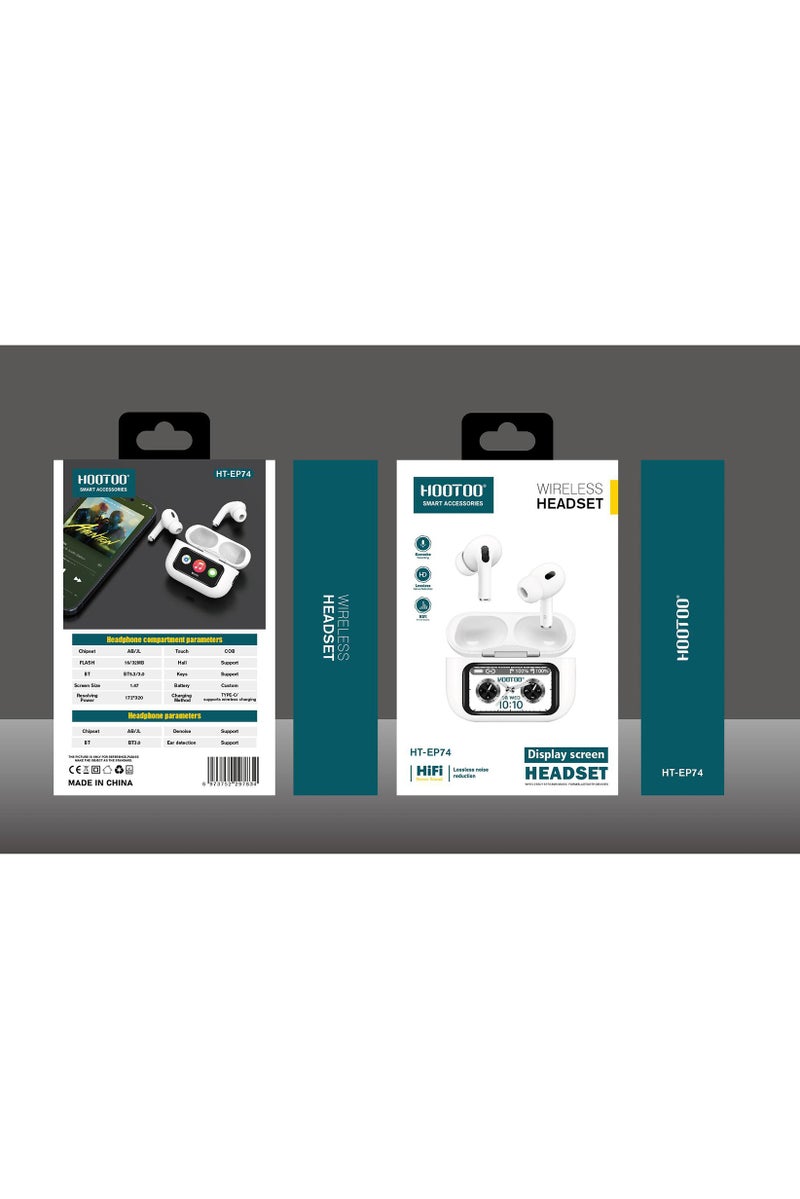 HooToo HT-EP74 Wireless Headphone, White - Image 2