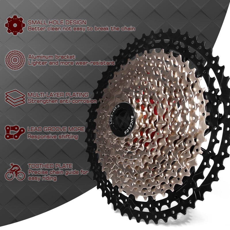 BUCKLOS 8/9/10/11/12 Speed Cassette Ultra-Light 11-25/28/32/34/36/40/42/46/50/52T Bike Cassette Fit Mountain Bike/Road Bike/XC/DH/AM,Compatible with Shimano Sram HG Hub Driverâ€¦ - Image 2
