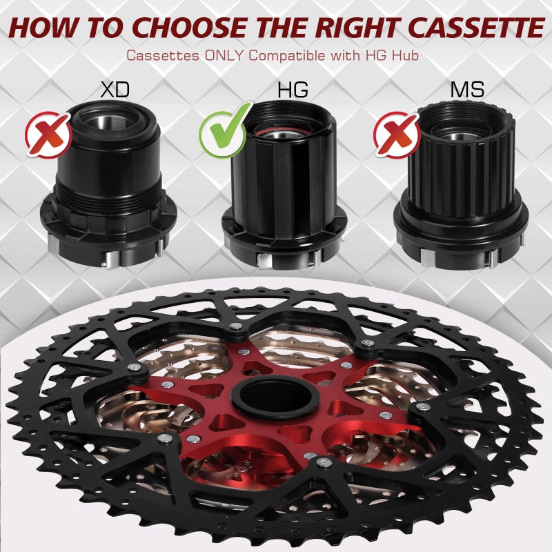 BUCKLOS 8/9/10/11/12 Speed Cassette Ultra-Light 11-25/28/32/34/36/40/42/46/50/52T Bike Cassette Fit Mountain Bike/Road Bike/XC/DH/AM,Compatible with Shimano Sram HG Hub Driverâ€¦ - Image 4