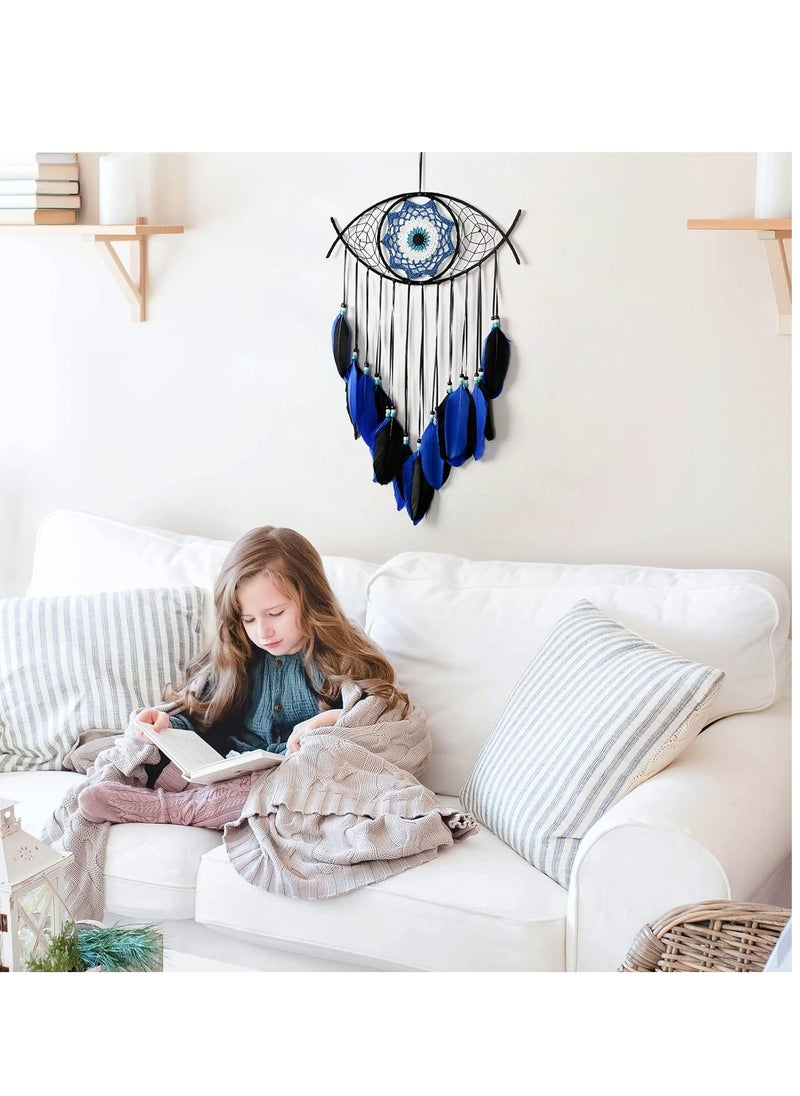 KASTWAVE Evil Eye Dream Catcher, White Dream Catchers, Handmade Macrame Evil Eye Wall Hanging for Boho Room House Decor, Blessing Craft Gift Bring Good Luck  - Image 2