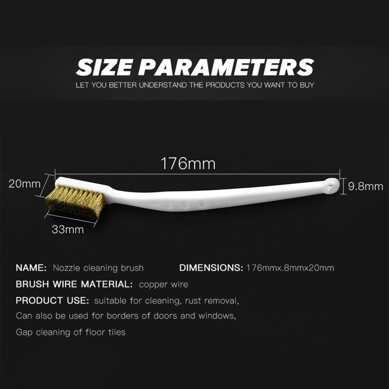 Nozzle Cleaning Brush: Copper Wire Head, Medium Hardness, Compact Design - Comfortable Curved Handle, Space Saving Hanging Hole - Durable Deburring Tool for Printer Maintenance, Home Deep Cleaning - Image 4