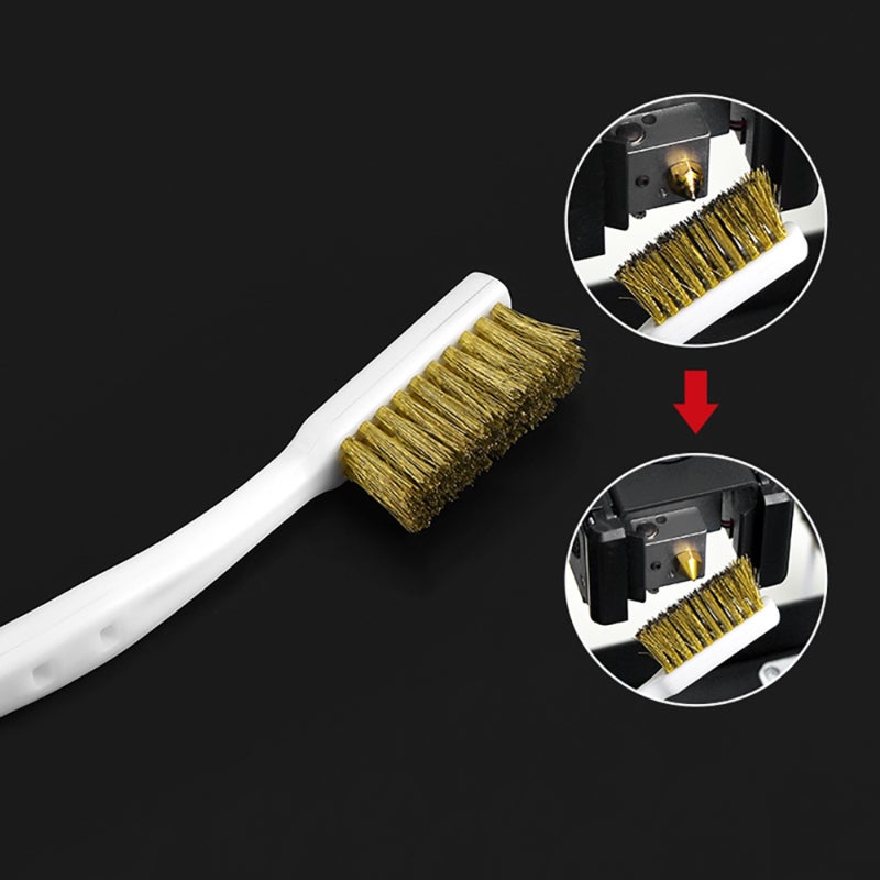 Nozzle Cleaning Brush: Copper Wire Head, Medium Hardness, Compact Design - Comfortable Curved Handle, Space Saving Hanging Hole - Durable Deburring Tool for Printer Maintenance, Home Deep Cleaning - Image 1