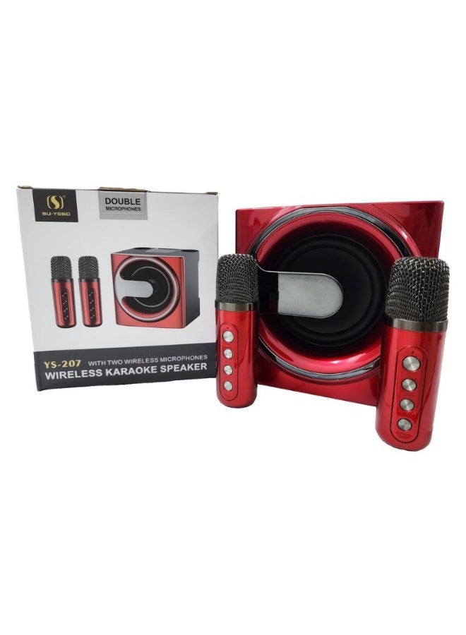 YS مكبر صوت بلوتوث محمول YS-207 مع 2 ميكروفون لاسلكي أسود - Image 2