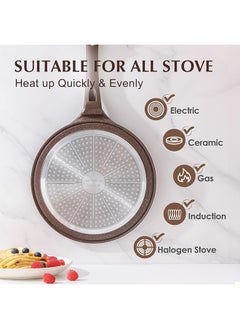 26Cm Swiss Granite Coating Crepe Pan, With Wooden Pole, Non-Stick, PFOA/PFOS/APEO Free, Dosa Pan, Pancake Flat Skillet Tawa, Griddlewith, Stay Cool Handle, Induction And Gas Compatible, Dishwasher Safe, Toffee Brown - pzsku/ZCB8B8B85A161A0DCDA86Z/45/_/1735289901/5a9b523d-ddb5-49ff-82d3-7616d0cef635