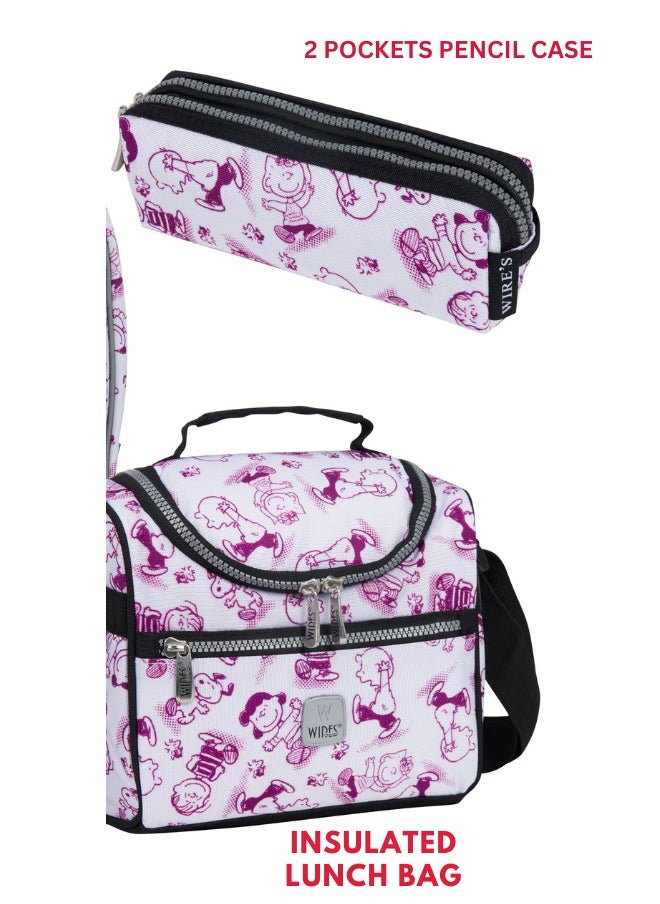 Wires 3 Piece Kids School Trolley Bag laptop compartment 8 Wheels With Lunch bag & Pencil Case  - Image 5