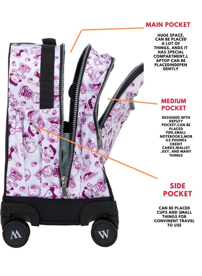 Wires 3 Piece Kids School Trolley Bag laptop compartment 8 Wheels With Lunch bag & Pencil Case  - Image 4