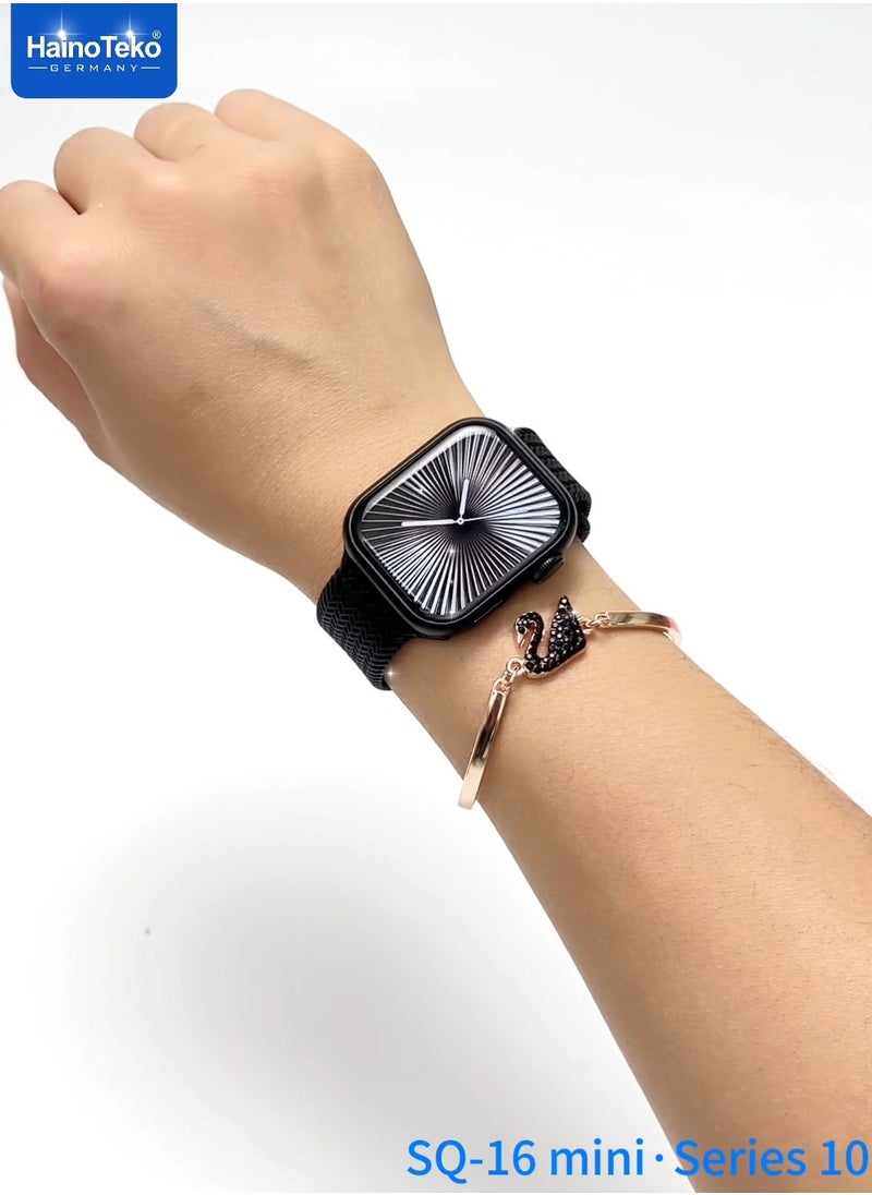 Haino Teko HainoTeko SQ-16 Mini Series 10 AMOLED Display Smart Watch With Stylish Bracelet 3 Pair Strap and Charging Cable Designed for Ladies Black  - Image 3