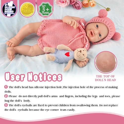 Vollence 12 inch Silicone Baby Dolls Lifelike Realistic Silicone Babies Reborn Real Newborn Baby Dolls with Feeding Accessories  Girl - Image 5