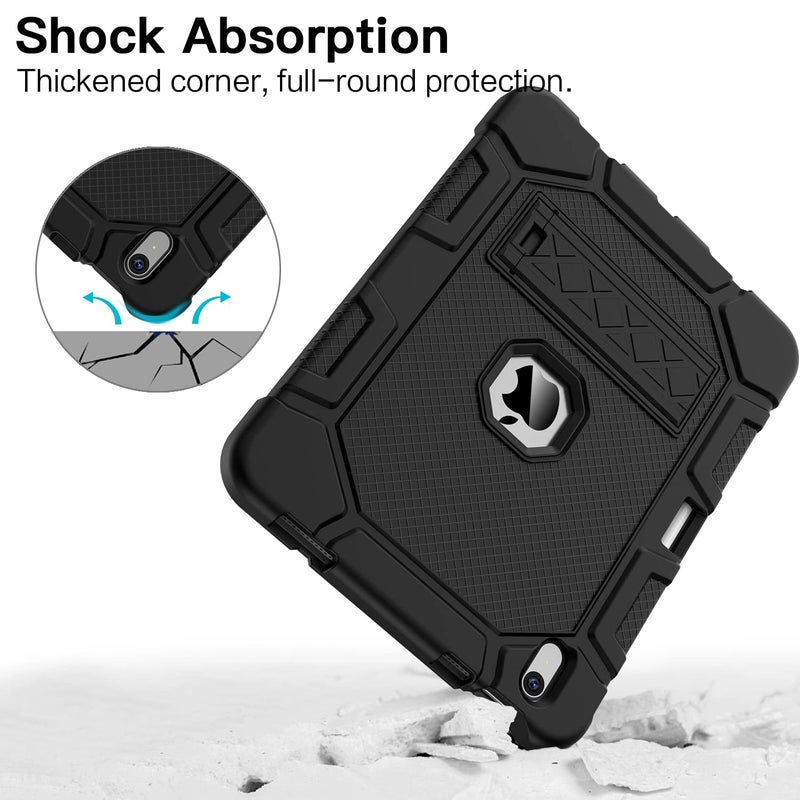 Azzsy Case for iPad A16 11th Generation 11 Inch 2025 / iPad 10th Generation 10.9 Inch 2022, [Built-in Pencil Holder] Heavy Duty Shockproof Rugged Protective Case, Black - Image 4