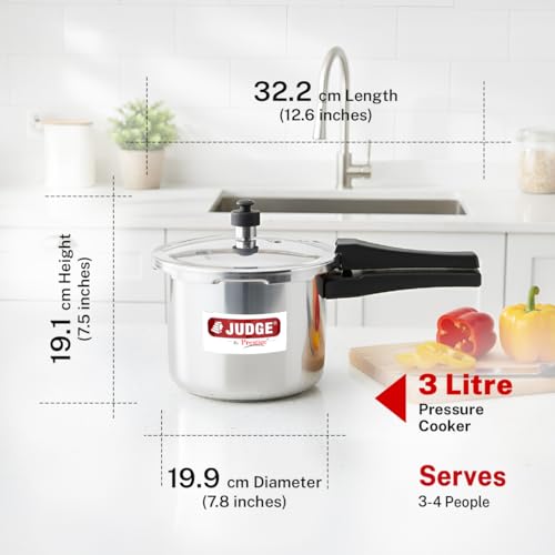 Judge By Prestige Ace Stainless Steel Outer Lid Pressure Cooker 3Liters|Induction and Gas Stove Compatible - Image 3
