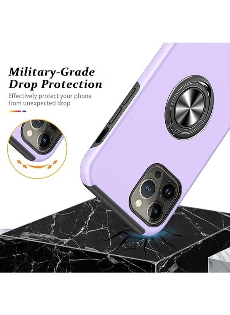 X-level iPhone 15 Pro Max Case Cover With Finger Ring Military Grade Metal Stand Kickstand [Support Magnetic Car Holder] Phone Comfortable Hold Feeling Anti-scratch Shockproof Back Cover For 15 Pro Max  - Image 3