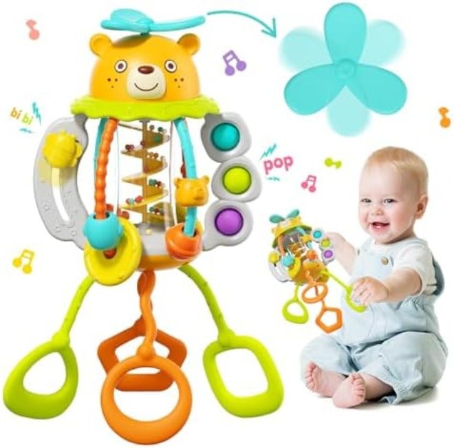 HOLA Shake & Pull Busy Ball - Interactive Toy for Toddlers 6M+, Develops Fine Motor Skills, Hand-Eye Coordination, Sensory Perception with Bubble Popping, Bead Spinning, Pulling & Shaking  Activities - Image 3