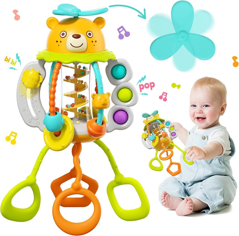 HOLA Shake & Pull Busy Ball - Interactive Toy for Toddlers 6M+, Develops Fine Motor Skills, Hand-Eye Coordination, Sensory Perception with Bubble Popping, Bead Spinning, Pulling & Shaking  Activities - Image 1