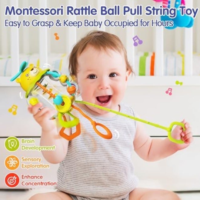 HOLA Shake & Pull Busy Ball - Interactive Toy for Toddlers 6M+, Develops Fine Motor Skills, Hand-Eye Coordination, Sensory Perception with Bubble Popping, Bead Spinning, Pulling & Shaking  Activities - Image 4