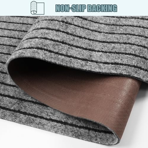 PENFHF Runner Rug 2 ft x6 ft, Outdoor/Indoor Rug with Rubber Backing Non Slip for Hallway, Kitchen, Patio, Laundry, RV, Entryway, Garage, Bathroom, Area Rug Carpet, Grey Strip, Customizablees - Image 3