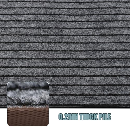 PENFHF Runner Rug 2 ft x6 ft, Outdoor/Indoor Rug with Rubber Backing Non Slip for Hallway, Kitchen, Patio, Laundry, RV, Entryway, Garage, Bathroom, Area Rug Carpet, Grey Strip, Customizablees - Image 4