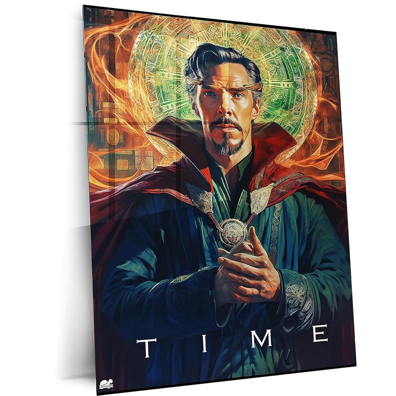 TURTLEWINGS Metal Print of Doctor Strange from Marvel with Quote TIME HD Metal Print Poster Frames Wall Art Decoration 12 8 inch